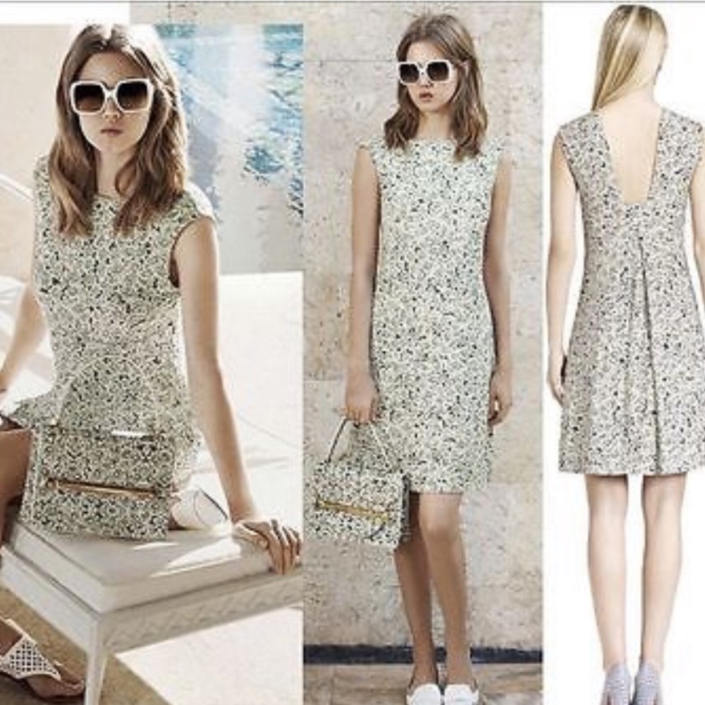 Tory Burch Green Floral Knee Spring Flare Dress M